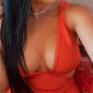 Small orange bandage dress